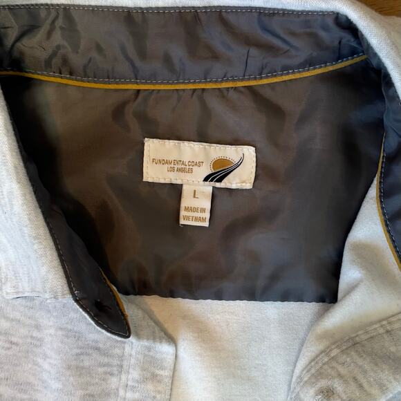 Fundamental Coast Andy Knit Shirt Soft Stretch White Gray Mens Size Large - Picture 3 of 10